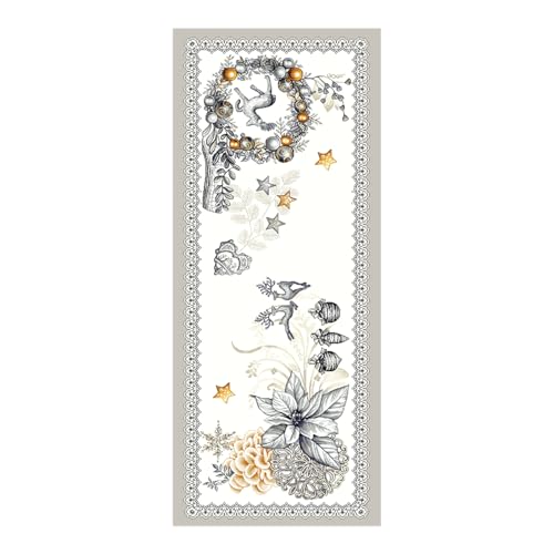 IL MAGGIOLINO | Dekorativer Weihnachten Tischläufer 100x40 cm, Brina-Muster Silberner Gobelin-Stoff, Made in Italy IL MAGGIOLINO | Dekorativer Weihnachten Tischläufer 100x40 cm, Brina-Muster Silberner Gobelin-Stoff, Made in Italy von IL MAGGIOLINO