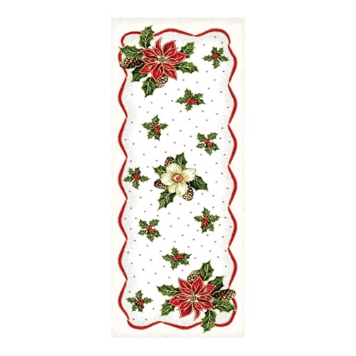 IL MAGGIOLINO | Dekorativer Weihnachten Tischläufer 100x40 cm, Gobelin Stoff Weihnachtssternmuster, Made in Italy von IL MAGGIOLINO