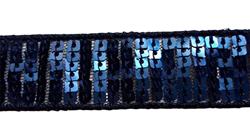 ILC MERCERIE PARADIS, Schleifenband, Pailletten, Meterware, Breite 24 mm, 6 Reihen Pailletten (mehrere Farben zur Auswahl) dunkelblau von ILC MERCERIE PARADIS