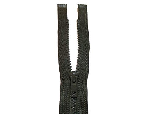 Reißverschlüsse in verschiedenen Farben und Größen zur Auswahl – Masche 5 mm – Reißverschluss aus Kunststoff zum Öffnen, teilbar – Breite 3 cm (Armeegrün, 45 cm) von ILC MERCERIE PARADIS