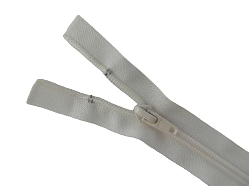 Reißverschluss Spirale 70 cm naturfarben Nylon Spirale 5 mm offen teilbar Breite 3 cm (Ecru, 70 cm) von ILC MERCERIE PARADIS
