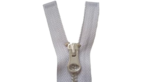 Reißverschluss grau metallic 31 cm - silberne Masche 4 mm - offen teilbar - Breite 2,7 cm (Silbermaschengrau, 31 cm) von ILC MERCERIE PARADIS