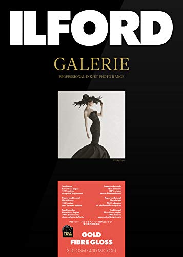 ILFORD GALERIE Gold Fibre Gloss, 310GSM, GPGFG, 4x6", 10x15cm, 50 Blatt, Inkjetpapier, Tintenstrahldruckerpapier, Fotopapier von Ilford