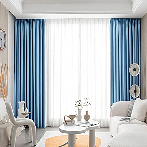 ILGUN Vollverdunkelungsvorhänge, Schlafzimmer, Wohnzimmer, akustische Isolierung, Verdunkelungsvorhänge (Hellblau, 132 x 213 cm) von ILGUN