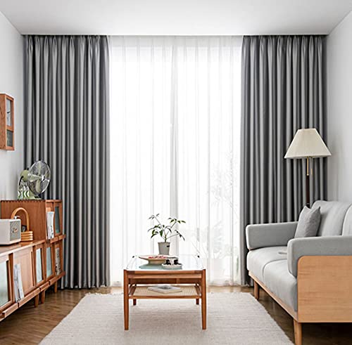 ILGUN Vollverdunkelungsvorhänge, Schlafzimmer, Wohnzimmer, akustische Isolierung, Verdunkelungsvorhänge (grau, 150 x 230 cm) von ILGUN