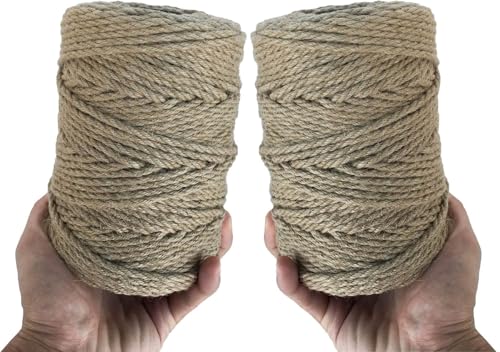 ILIKEEC Natürliches Juteseil, 4 mm x 200 m, robust und umweltfreundlich, für Handwerk, Gartenarbeit, Kratzbaum, Bündeln und Aufhängen, 100 m/Rolle, 2 Stück von ILIKEEC