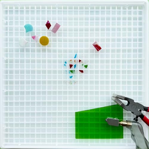 Buntglas-Schneidematte, 30,5 x 30,5 cm, doppellagiges, abnehmbares Design, ideal zum Ritzen und Schneiden von Glas, Fangen von Scherben in Gittern, Glasschneidewerkzeuge von ILLUCKAI