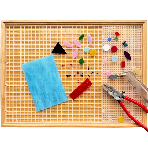 Buntglas-Schneidematte, 43,2 x 30,5 cm, doppellagiges, abnehmbares Design, ideal zum Ritzen und Schneiden von Glas, zum Auffangen von Glasscherben, Buntglas-Schneidwerkzeugen (2 Arten von Rastern Buntglas-Schneidematte, 43,2 x 30,5 cm, doppellagiges, abnehmbares Design, ideal zum Ritzen und Schneiden von Glas, zum Auffangen von Glasscherben, Buntglas-Schneidwerkzeugen (2 Arten von Rastern von ILLUCKAI