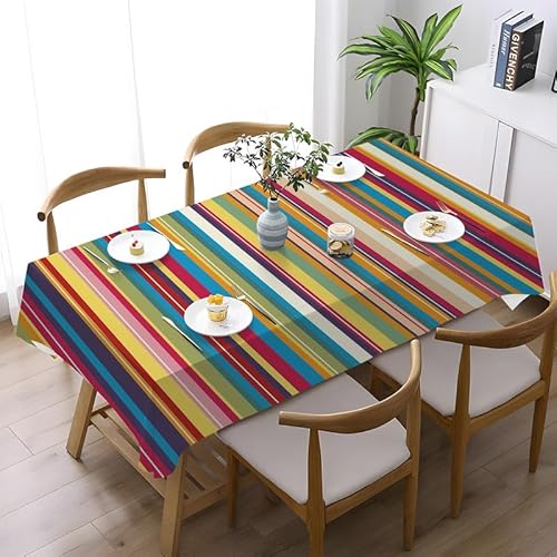 Tischdecke Farbstreifen Outdoor Tischdecke Tischdecke Wetterfest Abwaschbar Fleckschutz Knitterfrei Polyester Tischtuch für Garten Home Küche Tischdeko Geburtstag Tischplatte (150x213 cm) von ILMIRA