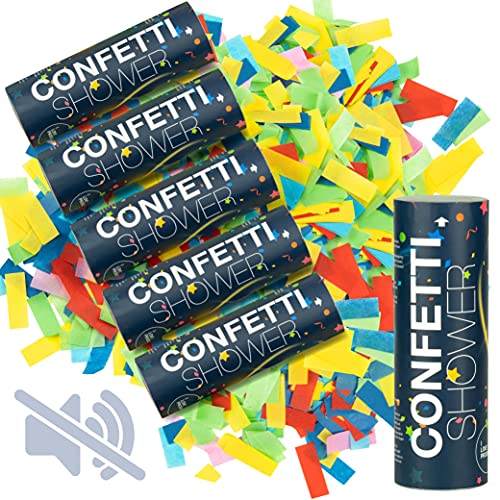 ILP 6 x Konfettiwerfer ohne Knall - Bunter Partyspaß mit Konfetti durch Wurfbewegung- Party Popper als Partydeko für Geburtstage, Silverster, Karneval und Hochzeiten von ILP GMBH I LOVE PRODUCTS