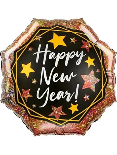 Folienball Supershape 55 x 55 cm Happy New Year Gold Sparkle von ILS I LOVE SHOPPING