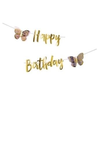 Happy Birthday Girlande 213 x 17 cm Schmetterlinge von ILS I LOVE SHOPPING
