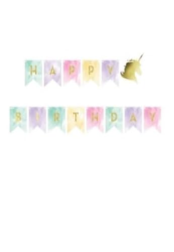 Happy Birthday Girlande 240 x 14 cm Einhorn Sparkle von ILS I LOVE SHOPPING