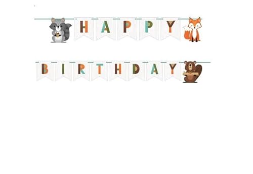 Happy Birthday Girlande mit Schleife 240 x 15 cm Waldtiere von ILS I LOVE SHOPPING