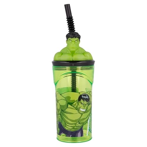 ILS I LOVE SHOPPING HULK - Becher 360 ml mit Strohhalm und 3D-Figur für Kinder BPA-frei (Avengers Hulk Superhelden) von ILS I LOVE SHOPPING