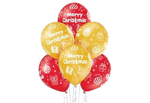 Latexball 12 Zoll - 30 cm Frohe Weihnachten Gold & Rot sortiert - Einzelhandel von ILS I LOVE SHOPPING