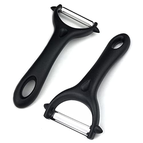 ILantule 2 Stück Sparschäler,Universalschäler für Obst und Gemüse,Kartoffelschäler Spargelschäler,Ergonomischer Griff(Schwarz) von ILantule