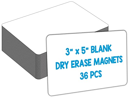 Trocken abwischbare Magnete, 3x5 magnetische, blanko, trocken abwischbare Etiketten, 36 Stück, löschbare Magnete für Whiteboard, Büro, Kühlschrank von IMAGAME