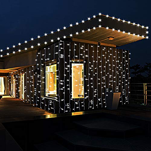 IMAGE 6Mx3M Lichtervorhang LED Lichtvorhang Strombetriebene Lichterkette mit 600 LEDs 8 Beleuchtungsmodi Deko für außen Outdoor Hochzeit Party, kaltweiß von IMAGE