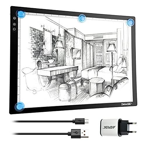 IMAGE A3 Leuchttisch LED Zeichenbrett magnetischer Leuchtkasten Light Pad Diamond Painting Lichtpad mit Drucktaste zum Zeichnen von IMAGE