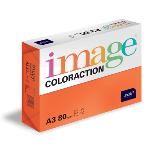 Image Coloraction Amsterdam - farbiges Kopierpapier - DIN A3, 297 x 420 mm, 80 g/m² - buntes, holzfreies Druckerpapier für Kopierer - 500 Blatt - Orange Image Coloraction Amsterdam - farbiges Kopierpapier - DIN A3, 297 x 420 mm, 80 g/m² - buntes, holzfreies Druckerpapier für Kopierer - 500 Blatt - Orange von IMAGE