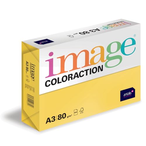 Image Coloraction Canary - farbiges Kopierpapier - DIN A3, 297 x 420 mm, 80 g/m² - buntes, holzfreies Druckerpapier für Kopierer - 500 Blatt - Kanariengelb von IMAGE