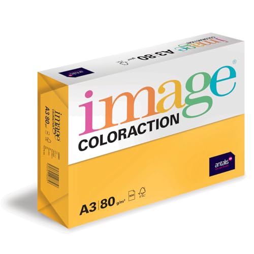 Image Coloraction Hawai - farbiges Kopierpapier - DIN A3, 297 x 420 mm, 80 g/m² - buntes, holzfreies Druckerpapier für Kopierer - 500 Blatt - Intensivgelb Image Coloraction Hawai - farbiges Kopierpapier - DIN A3, 297 x 420 mm, 80 g/m² - buntes, holzfreies Druckerpapier für Kopierer - 500 Blatt - Intensivgelb von IMAGE
