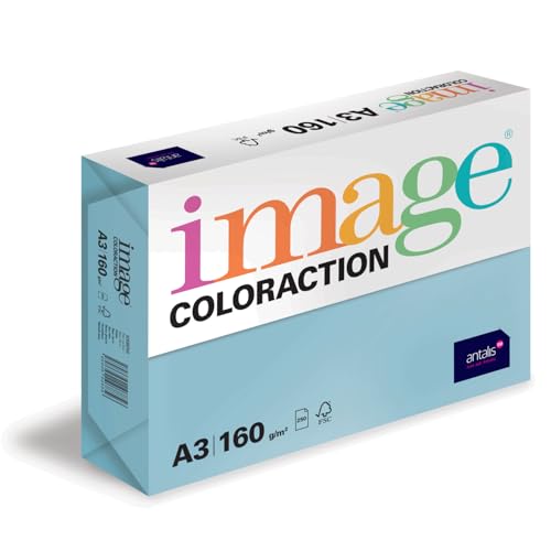Image Coloraction Iceberg - farbiges Kopierpapier - DIN A3, 297 x 420 mm, 160 g/m² - buntes, holzfreies Druckerpapier für Kopierer - 250 Blatt - Eisblau von Image Coloraction