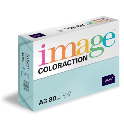 Image Coloraction Lagoon - farbiges Kopierpapier - DIN A3, 297 x 420 mm, 80 g/m² - buntes, holzfreies Druckerpapier für Kopierer - 500 Blatt - Hellblau von Image Coloraction