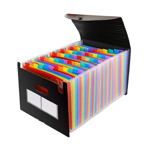 Ordner und ordner A4-Dateiordner, 24 Taschen, mehrschichtig, Regenbogenfarben, solide, erweiterbare Orgeltasche(24 Pockets Colorful) von IMGASDCSD