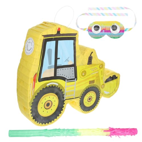 IMIKEYA 1 Satz Auto Piñata für Geburtstagsfeiern Gelbe Konstruktion Piñata mit Stock und Augenbinde für Familienfeiern Füllung mit Süßigkeiten und Teiliges von IMIKEYA