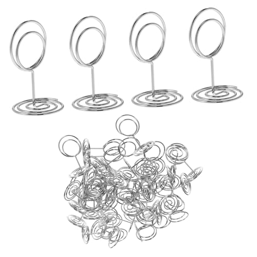 IMIKEYA 1 Satz Geschäftskartenhalter Für Hochzeitstischnummer Stand Visitenkartenhalter Name Platzkartenclip Klemme Beachten Gäste Tischkartenhalter Hinweisclip Ort Metall Silber 50 Stück von IMIKEYA