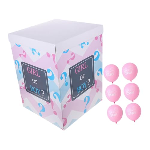 IMIKEYA 1 Satz Geschlechtsoffenlegungsbox luftballons Geschlecht enthüllen Konfettiballon Globos für Babyparty-Mädchen es Ballon Babyboxen mit Buchstaben für die Babyparty Papier Rosa von IMIKEYA