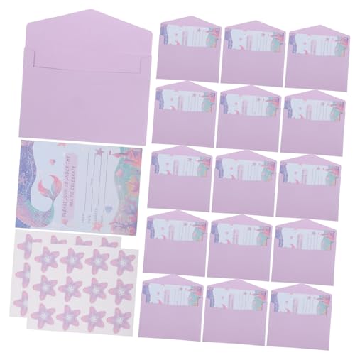 IMIKEYA 1 Satz Meerjungfrau-einladungskarte Weihnachtskarten Weihnachtsgeschenke Grußkarten-organizer Einladungen Zum Geburtstag Eines Mädchens Malerei-grußkarte Violett Papier von IMIKEYA