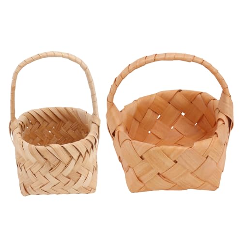 IMIKEYA 1 Satz Mini Blumenkörbe Aus Weide Handgewebte Dekorative Körbe Für Hochzeiten Und Feiern Kleine Blumen Und Geschenkkörbe Khaki Für Tischdekoration Und Requisiten 2 Stück von IMIKEYA
