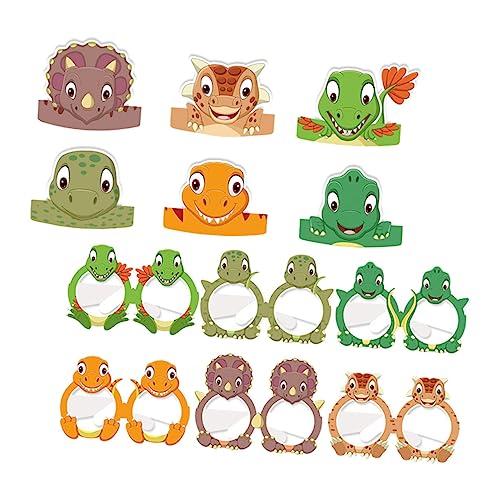 IMIKEYA 1 Set Dinosaurier Papierkappenbrille Dinosaurierbrille Kostümhaube Dinosaurier Partydekorationen Kinderhüte Dinosaurier Themendekor Partyzubehör Weiche Hüte Für Partyhüte von IMIKEYA
