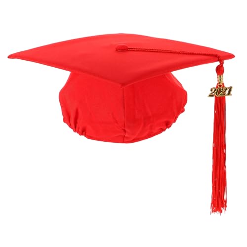 IMIKEYA 1 Stk Abiturmütze Matte Abschlusskappe 2021 Abschluss 2021 Absolventenhut 2021 Abschlusskappe Für Erwachsene Akademischer Hut Promoviert Kind Erwachsener Rot Requisiten Gewebte von IMIKEYA