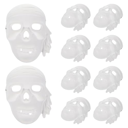 IMIKEYA 10 Stück Pappmaché-Maske Weiß Diy-Vollgesichtsmaske Blanko Bemalbare Maske Piraten-Kostüm-Maske Für Karneval Maskerade Cosplay Halloween-Party-Dekoration von IMIKEYA