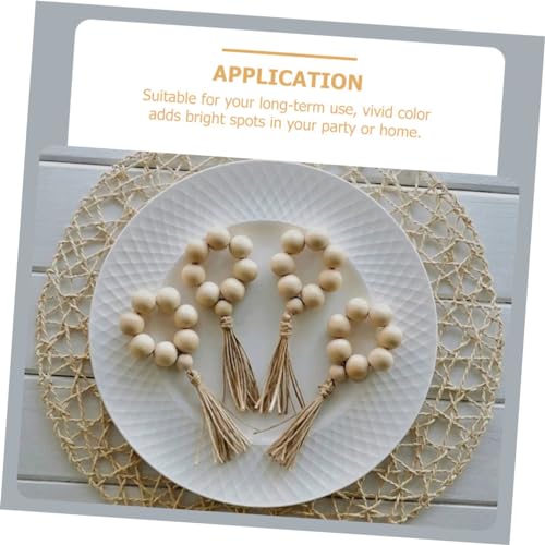 IMIKEYA 10 Stück Serviettenringe aus Holzperlen mit Quasten Rustikale Napkin Holder für Hochzeit Party Festliche Tischdeko Praktischer Serviettenring für Bankett und Feierlichkeiten von IMIKEYA