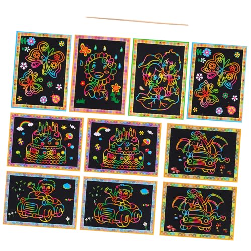 IMIKEYA 10 Stück Teiliges DIY Kratzpapier Graffiti Malspielzeug für Kreatives Zeichnen und Intelligentes Lernen Reisen und Freizeitgestaltung von IMIKEYA