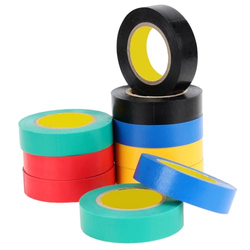 IMIKEYA 10 Stück Teiliges PVC Isolierband für Elektriker Hochtemperaturbeständiges Klebeband für DIY Automobilindustrie und Heimgebrauch Farben Schwarz Rot Grün Blau Gelb von IMIKEYA