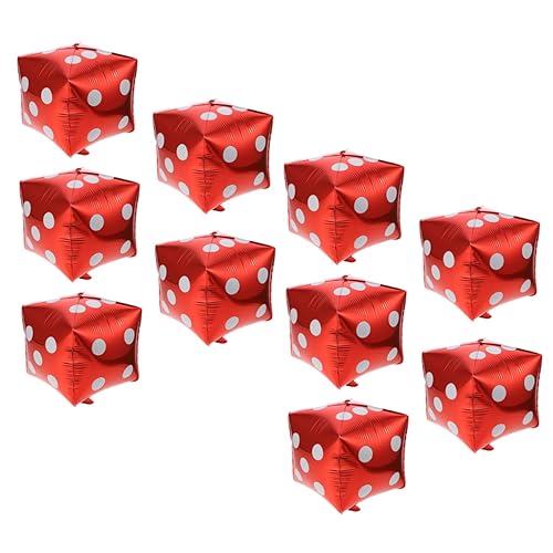 IMIKEYA 10stücke Würfel-luftballons Rot -themenparty-dekoration Für Spieleabende Geburtstagsfeiern Und Hochzeiten Aluminiumfolienballons Für Jede von IMIKEYA