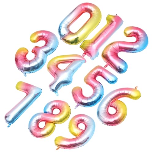 IMIKEYA 10 Stück Zahlenballon Dekorationen Ö Partyballons Anzahl Luftballons metallisch sortiert Luftballons mit Partynummern große Anzahl Ballons Nummer Ballon Aluminiumfolie Bunt von IMIKEYA