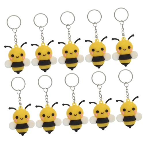 IMIKEYA 10 Stück kleiner bienenanhänger Partytütenfüller für Kindergeburtstage Mini süße Biene Figur Neuheit Karikatur Autoschlüsselanhänger Geldbeutel-Dekore Metall Yellow von IMIKEYA