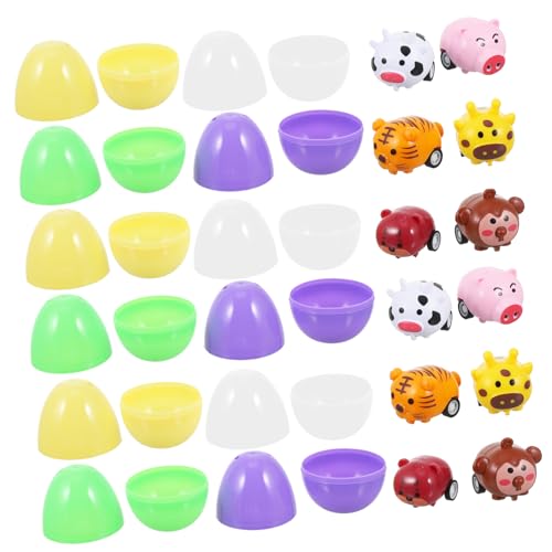 IMIKEYA 12 Sätze Eier Aus Tierkarren Auto Für Kleinkinder Kinderspielzeug Tierspielzeug Ostern Gefülltes Ei Osterspielzeug Ostergeschenk Tierauto Ostervorräte Colorful Plastik von IMIKEYA