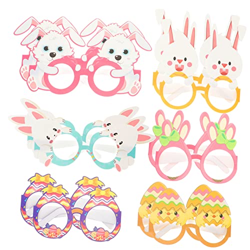 IMIKEYA 12 Stück Teiliges Ostern Partybrillen aus Papier Sichere Wiederverwendbare Kinderbrillen mit Klassischen Motiven Leicht zu Tragen als Foto Requisite und Kostümzubehör für Ostern von IMIKEYA