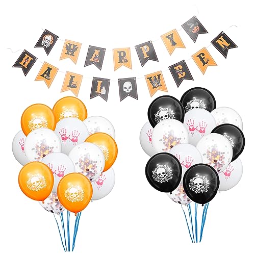 IMIKEYA 19Stücke Halloween Ballon Und Banner Gruselige Party Dekoration Für Halloween Mit Schädels Und Festlichen Motiven Für Geburtstagsfeiern Und Halloween Events IMIKEYA 19Stücke Halloween Ballon Und Banner Gruselige Party Dekoration Für Halloween Mit Schädels Und Festlichen Motiven Für Geburtstagsfeiern Und Halloween Events von IMIKEYA