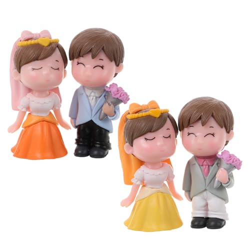 IMIKEYA 2 Paare Kompakte Tortendekoration hochzeitstorte topper Hochzeitstorte Dekoration Romantische Hochzeitsdekoration Braut Kuchen Topper Braut Bräutigam Tortenaufsatz Plastik von IMIKEYA