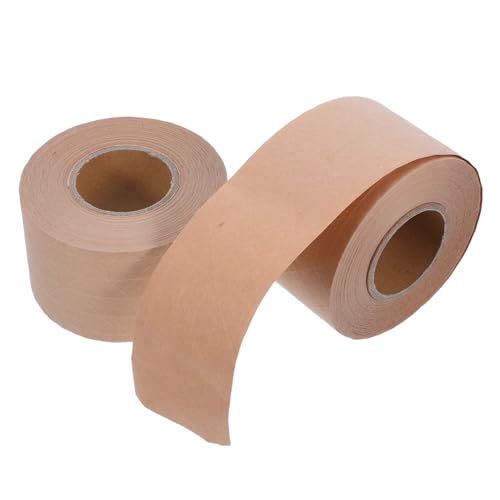 IMIKEYA 2 Rollen Wasserbasierte Beschreibbare Kraftpapier Packband Reißfestes Biologisch Abbaubares Verpackungsband ohne Gelatine Vielseitig Zuschneidbar für Kartonversiegelung und Versand von IMIKEYA