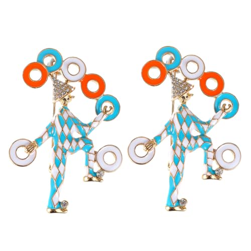 IMIKEYA 2 Stück Bunte Clown Broschen Anstecker mit Fest Zirkus Motiv Farbenfrohe Fest accessoires für Kleidung und Taschen Einfach zu Befestigen für Party und Alltag von IMIKEYA